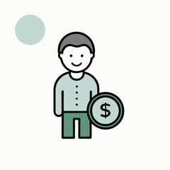 A man holding a dollar bill. The image is meant to convey the idea of financial responsibility and the importance of saving money