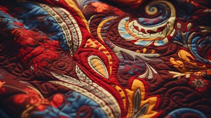 A photo of a hand-sewn quilt with intricate pattern