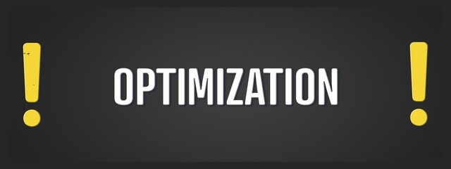 Optimization. A blackboard with white text. Illustration with grunge text style.