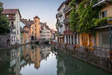 ANNECY, FRANCE - JULY 10, 2022: The old town in the morning light.