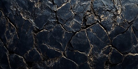 Elegant Dark Cracked Stone Texture with Gold Highlights