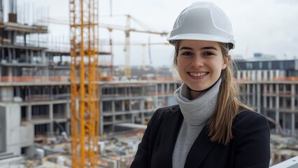 Beautiful Young Female Architect At Construction Site