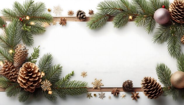  A rustic Christmas scene featuring a wide horizontal banner with a white background, adorne_1(499)