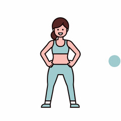 A woman is standing with her arms crossed and smiling. She is wearing a blue top and blue pants