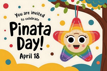 Fototapeta premium Colorful llama piñata celebration for vibrant and fun Piñata Day