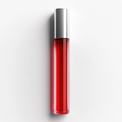Ultrarealistic red lip gloss tube on a white background