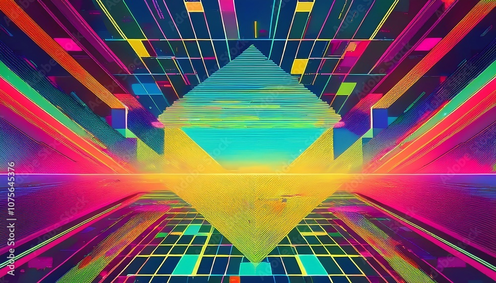 Poster a digital abstract geometric background with a modern art concept involving a bright and co_1(187)
