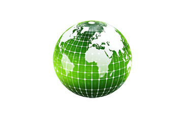 Fototapeta premium A green globe featuring grid lines, highlighting continents and oceans in a stylized representation of the Earth.