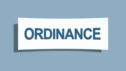 Ordinance. A card isolated on blue background.