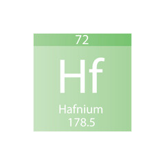 Hf Hafnium Transition metal Chemical Element Periodic Table. Simple flat square vector illustration, simple clean style Icon with molar mass and atomic number for Lab, science or chemistry class.