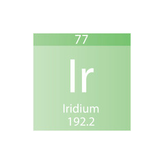 Ir Iridium Transition metal Chemical Element Periodic Table. Simple flat square vector illustration, simple clean style Icon with molar mass and atomic number for Lab, science or chemistry class.