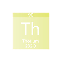 Th Thorium Actinoid Chemical Element Periodic Table. Simple flat square vector illustration, simple clean style Icon with molar mass and atomic number for Lab, science or chemistry class.