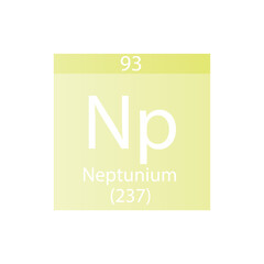 Np Neptunium Actinoid Chemical Element Periodic Table. Simple flat square vector illustration, simple clean style Icon with molar mass and atomic number for Lab, science or chemistry class.