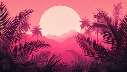 Obraz premium A pink jungle with leaves and foliage
