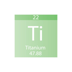 Ti Titanium Transition metal Chemical Element Periodic Table. Simple flat square vector illustration, simple clean style Icon with molar mass and atomic number for Lab, science or chemistry class.
