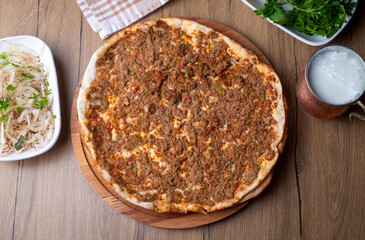 Turkish foods; Turkish pizza -Lahmacun