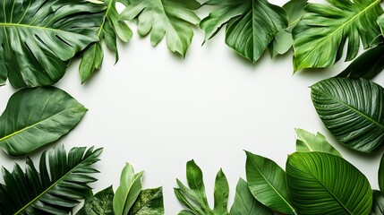 Fototapeta premium tropical banana leaf frame isolated on white background. green frame
