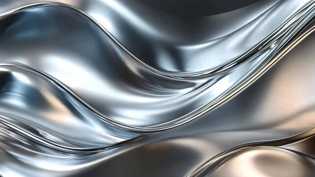 Silver waves ripple gracefully, showcasing a captivating interplay of light and texture that highlights elegance of liquid metal