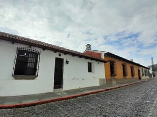 little old houses on a street