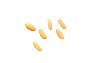 Healthy pine nuts isolated on white background.