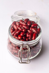 Dried red bean, kidney bean on the white background