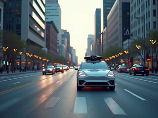 autonomous car traffic in the city