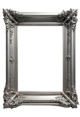 Antique Silver frame isolated on transparent background, template