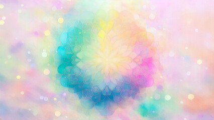 Pastel abstract background with bokeh star, purple, pink, turquoise, colourful rainbow