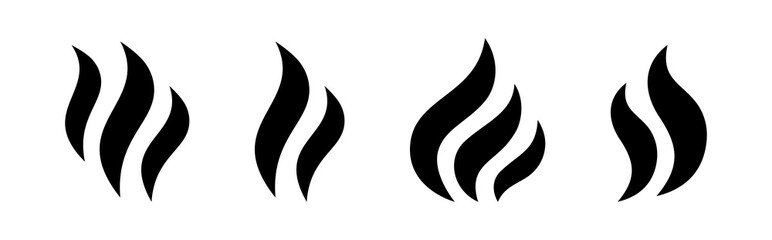 Steam Smoke flat icon set. Aroma smell symbol. Vector