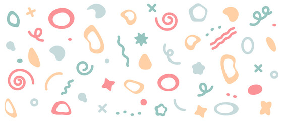 Set of abstract elements.Lines, different shapes, strokes, curls. Vector illustration.