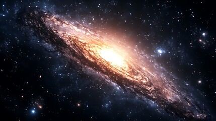 Fototapeta premium Spiral galaxy colorful nebula stars deep space image