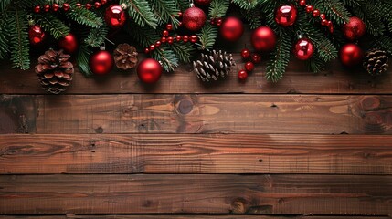 Christmas decorations on wooden background, Christmas festival concept