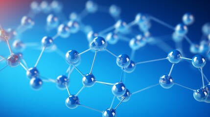 Abstract representation of hydrogen molecules interconnected against a vibrant blue backdrop