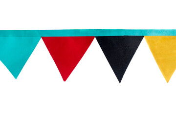 Vibrant Paper Bunting Flags on White Background. Perfect for Party and Celebration Decor