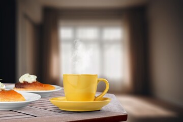 Autumn concept. Hot cup of tea at home