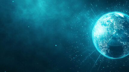 Obraz premium Futuristic Earth Globe with Digital Lines and Glow Technology Background