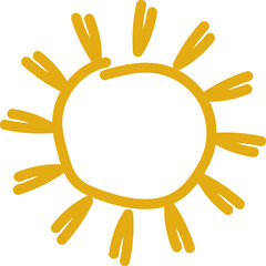 Cute doodle sun. Hand drawn vector illustration. Sketch sun, Handdrawn sunshine symbols