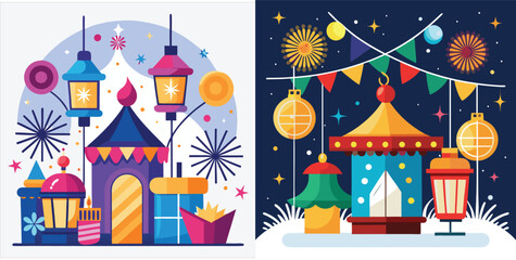 Obraz premium Happy new year, Vector White background illustration, Generative Ai,