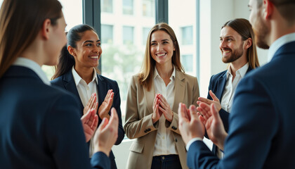 Team Celebrating Success in Business Meeting