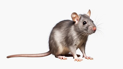 Realistic wildlife illustration of an isolated rat for educational design projects on small mammals