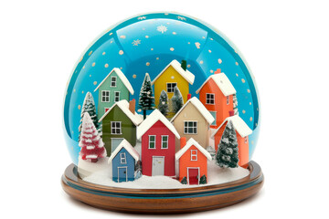 christmas ball with houses and snow