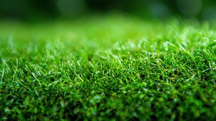 Naklejka premium A clear close-up view of vibrant green grass with a slightly blurred image of the grass in the background