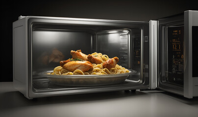 Warming food in microwave: flavorful pasta and chicken