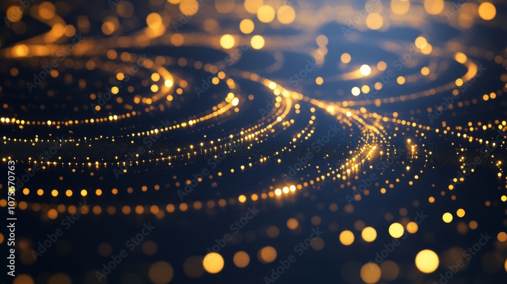 Poster an abstract depiction of quantum physics illustrating entanglement through interlocking circles and 