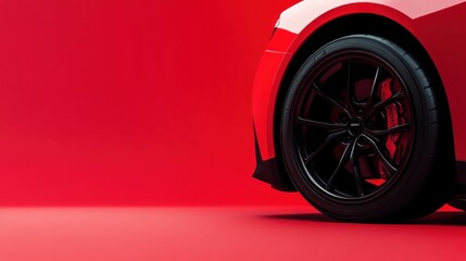 Red Sport Car Wheel Closeup