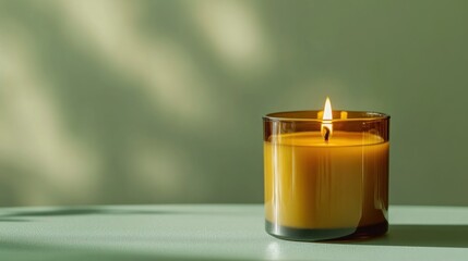 A Lit Candle with Warm Glow