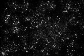 Wheat flour isolated on black, top view, clipping path