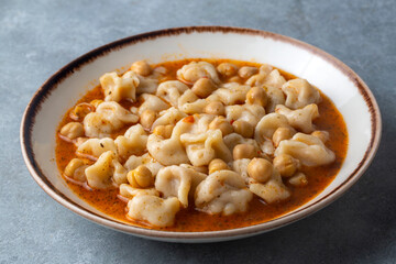 Traditional delicious Turkish food; ring soup (Turkish name; Yuksuk corbasi or yuzuk corbasi)