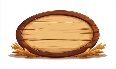 Naklejka premium Wooden barrel with empty space for text, surrounded by wheat