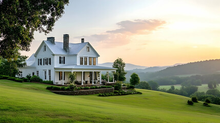 Luxury white Modern Farmhouse in Tennessee with Panoramic Views of Rolling Hills and Contemporary Rustic Design